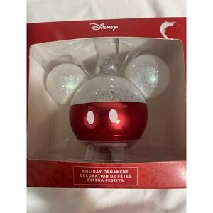 Hallmark Disney glass ornament Mickey Mouse red